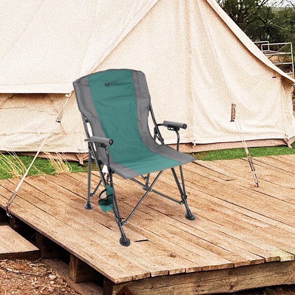 ARROWHEAD Outdoor Heavy Duty Hard Arm Folding Camping Chair with 